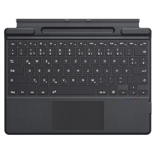 MoKo Deutsche Tastatur für Microsoft Surface Pro 12(13 Zoll 2026)/11/10/9/8/X QWERTZ Layout Kabellose Bluetooth Typ Cover Tastatur mit Integriertem Wiederaufladbaren Akku Bluetooth Keyboard Grau