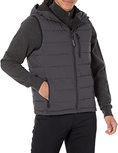 Calvin Klein Men's Core Lightweight Hooded Puffer Vest, Iron, Medium #TOP13
