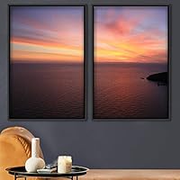 2 Piece Framed Canvas Wall Art Skyline and Sunset Canvas Prints Home Artwork Decoration for Living Room,Bedroom - 16