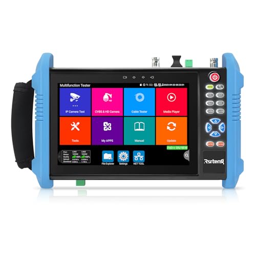 Rsrteng CCTV Camera Tester, 8K 32MP 4K 12MP IP Camera Tester with POE++, CVBS Camera Tester, 1CH SFP Interface 7" IPS Touch Screen Cable Tester Network Tool Support HDMI IPC Tester IPC-9800Pro