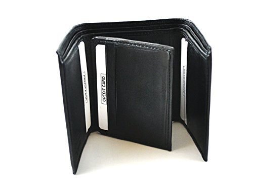 Men's Genuine Leather Tri-fold Wallet, Black2