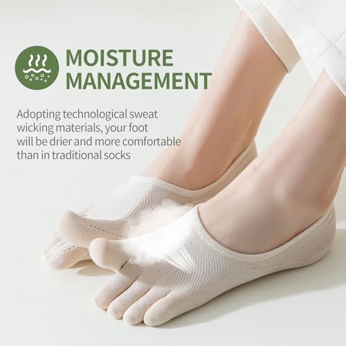 Mottee&Zconia 6 Pairs Women's No Show Toe Socks Cotton Low Cut Five Finger Sock for Women Athletic Running Socks3