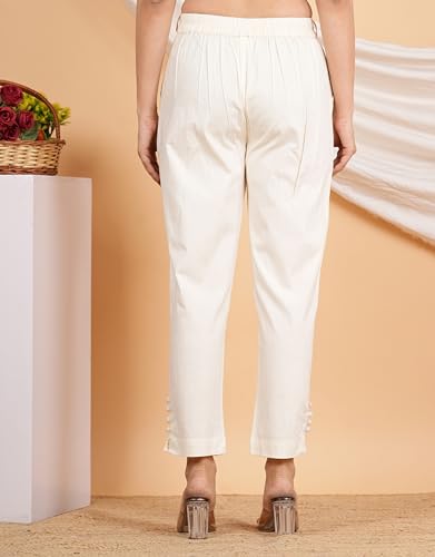Image of Yash Gallery Women's Regular Fit Mid Rise Solid Lycra Trouser Regular Pants