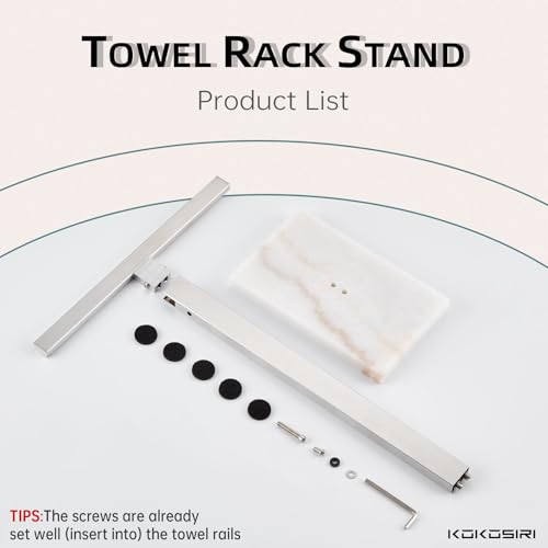 Image of KOKOSIRI Hand Towel Bar Stand Towel Rack with Marble Base for Bathroom Kitchen Vanity Countertop, Brushed Stainless Steel 15.7'' Height THS0002-SM-BR