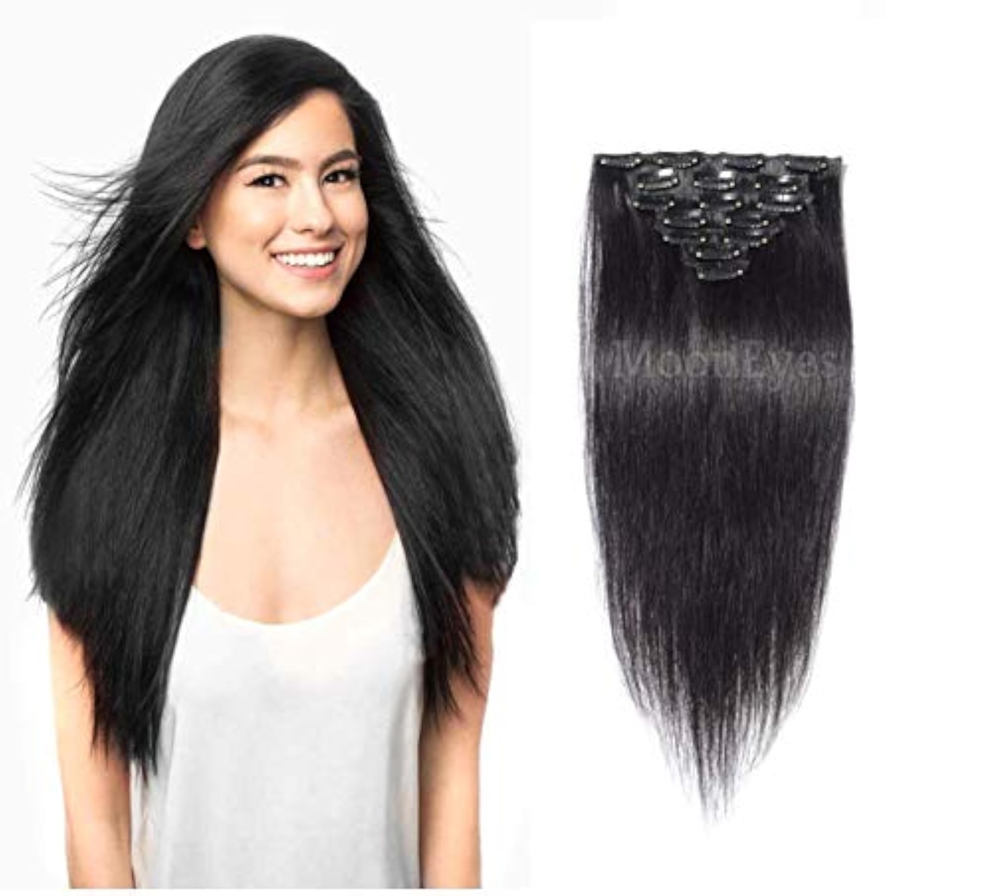 Women's Natural Black Straight Hair Extensions, 24 Inch