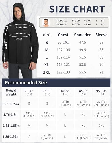 Pioneer Camp Herren Regenjacke Wasserdicht Atmungsaktiv Outdoor Jacke Mit Kapuze 4 Taschen Schwarz M