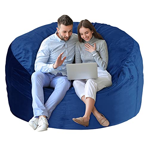 Simflag 5Ft Giant Bean Bag Chair, Memory Foam Filling Bean Bag Chairs With Velvet Cover, Removable And Machine Washable Cover, Bean Bag Chair For Adult - Dark Blue #TOP8