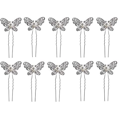 Dusenly Butterfly Pearl Crystal Hair Pins Cover