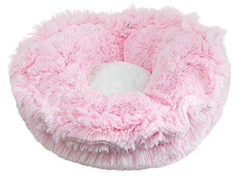 Bessie And Barnie Ultra Plush Bubble Gum/ Snow White Deluxe Luxury Shag Dog/Pet Lily Pod Bed Machine Washable #TOP1