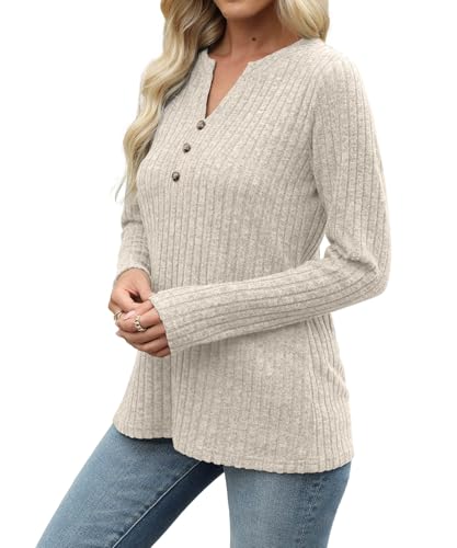 Image of XMTOPYE Sweaters for Women Fashion Long Sleeve Tops Pullover V Neck Casual Loose Sweatshirt