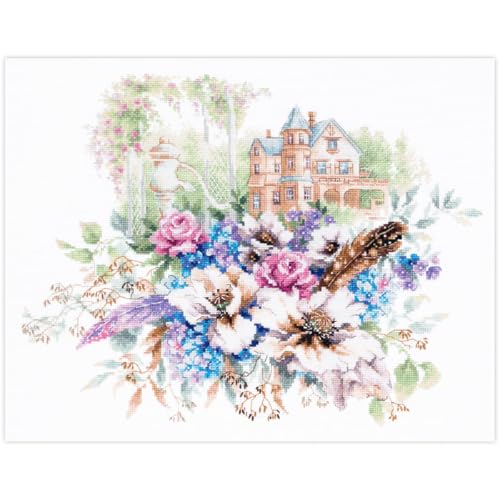 Kit broderie au point de croix motif maison victorienne 38x30cm Magic Needle MARUSSIA