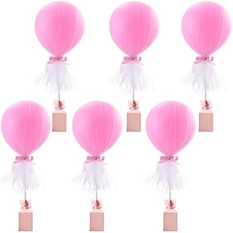 Suppromo Pink Tulle Tutu Balloons with Candy Box for Baby Shower Centerpieces Girls Birthday Party Wedding Cake Dessert Table Decorations, 12 Inch Balloon White Tulle Cover, 6 Pack Cover