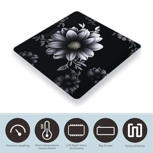 Báscula Digital para Baño Negra con Diseño Floral miniatura 3