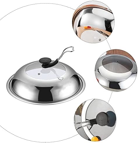 Toyvian Stainless Steel Universal Lid 32cm Pan Lid Cover Frying Pan Cover with Cool Handle Cookware Lids Cooking Dome Cover Glass Pot Lids Replacement