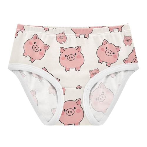 Cute Cartoon Pink Pigs Beige Little Girl Panties Girls Underwear Toddlers Cotton Personalized Underpants Briefs 2t
