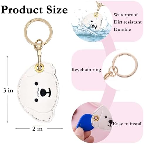 Leather Keychain Case Holder for Apple tag,Protective Tag Cover with Keychain Ring,Anti-Scratch tags Case for Keys,Bags - 2