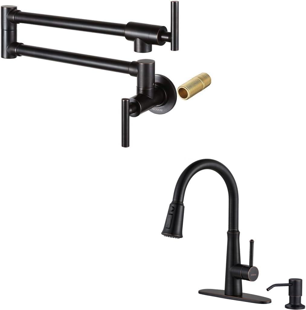 WOWOW Pot Filler and Kitchen Faucet with Soap Dispenser