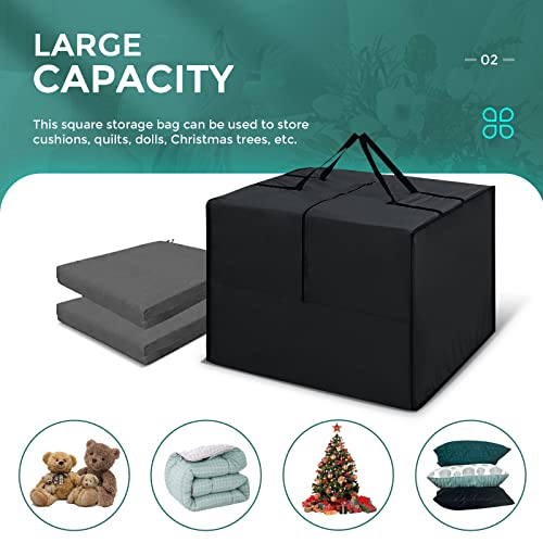 Boyspringg Outdoor Cushion Storage Bag, 32''X32''X24'', Patio Cushion Storage Bag 420D Oxford Cloth Waterproof , Cushion Storage Bag For Patio Furniture, Cushion, Pillow Etc.（Black） #TOP2