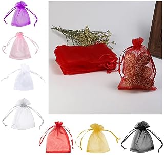 NiCoLa 25PCS Organza Bags Assorted Color, 9 x 12cm Jewelry Drawstring Pouches Sheer Small Party Sweet Bags Wedding Party Favors Candy Gift Bags for Wedding, Birthday, Anniversary(Silver Grey)