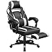 Produktbild SONGMICS Gamingstuhl, Schreibtischstuhl mit Fußstütze, Bürostuhl mit Kopfstütze und Lendenkissen, höhenverstellbar, ergonomisch, 90-135° Neigungswinkel, bis 150 kg belastbar, schwarz-weiß OBG73BW