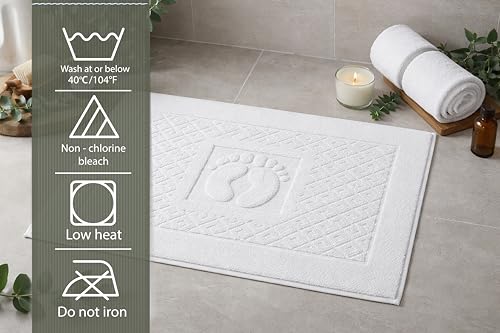 Caramont 6er Set Badvorleger/Badematten 50x70 cm – 100% Baumwolle, Weich und Saugfähig, Schnelltrocknend, Hotelqualität – Weiß – für Badezimmer, Zuhause, Hotel und Spa