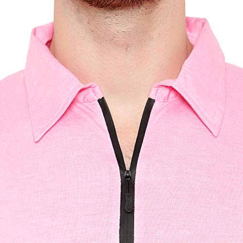 Image of Men's Cotton Blend Full Sleeve Zip Neck Polo T-Shirt (Pack of 1)