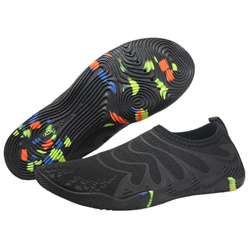Zapatos descalzos unisex: zapatos de baño para hombre, zapatos de natación para mujer, zapatos acuáticos de secado rápido, transpirables, de secado rápido, antideslizantes, para piscina, playa, Negro
