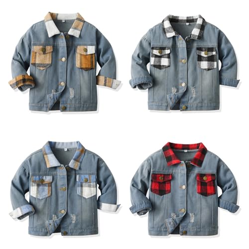 Betadog Little Girl/Boy Jean Jacket,Stone Washed Soft Denim Outfits Little Boys Thermal Lined Denim Jacket