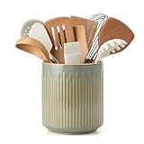 JIEMEI HOME Kitchen Utensil Holder, Ceramic Stable Utensil Crock for Countertop, 7.2