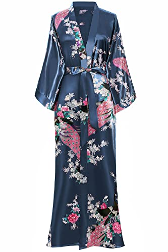 BABEYOND Damen Morgenmantel Maxi Lang Kimono Strandkleid Pfau Gedruckt Strickjacke Kimono Bademantel...