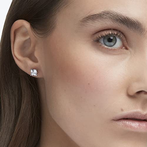Swarovski Attract Square Stud Pierced Earrings With Clear Crystals On A Rhodium Plated Setting With Butterfly Back Closure #TOP4