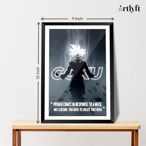 Image of ArtLyft Demon Slayer Anime Wall Frame A4 | Rengoku Quote Poster Frame | Motivational tanjiro - renguko Wall Art | Otaku Room Decor | Anim Lover Gift (Goku)