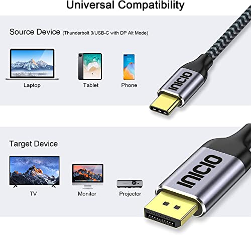 INICIO USB-C Display Port Cable 1.8m, 4K/60Hz Type C DisplayPo | Shop ...