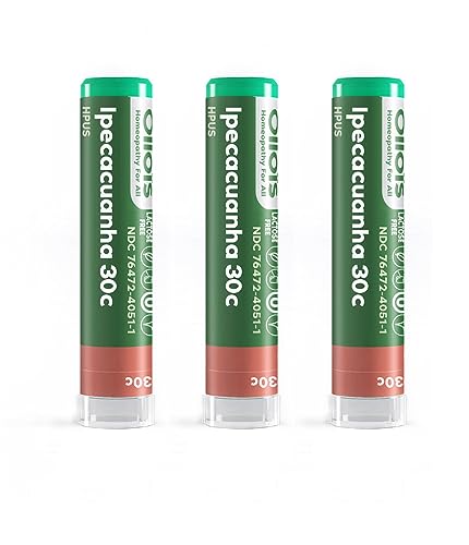 OLLOIS Ipecacuanha 30c Organic, Lactose-Free, Vegan, Homeopathic Medicine, 80 Pellets (Pack of 3)