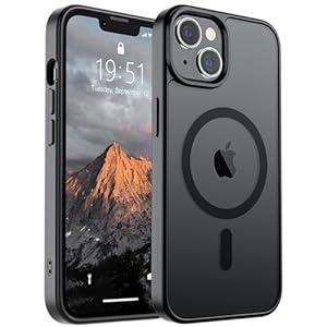 SUPFINE Magnetic for iPhone 14 Case & iPhone 13 Case (Compatible with MagSafe)(Military Grade Drop Protection) Translucent Matte Shockproof Phone Cover,Black
