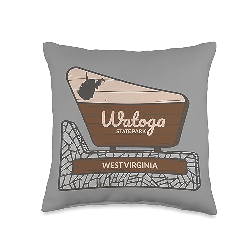 Watoga State Park West Virginia WV Souvenirs Watoga State Park West Virginia Welcome Sign Souvenir Throw Pillow, 16x16, Multicolor