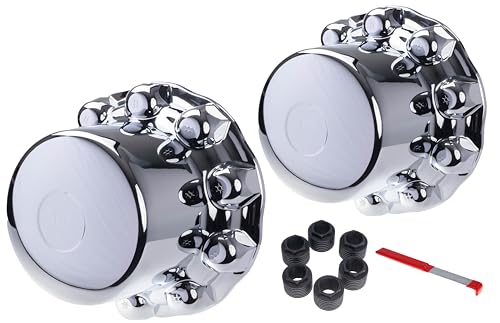 Alcoa 2-Piece Chrome Rear ABS Plastic Hub Cover System for 10-Lug, 285.75mm Wheels with Retention Nuts and Removal Tool. Alcoa PN: 087100 (087200) -  087200DT