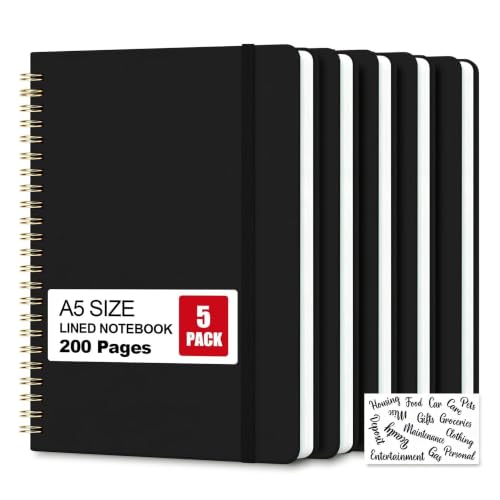 5 Pack Hardcover Spiral Notebooks, 8.3" x 6.3" Lined Journal Set - image 1