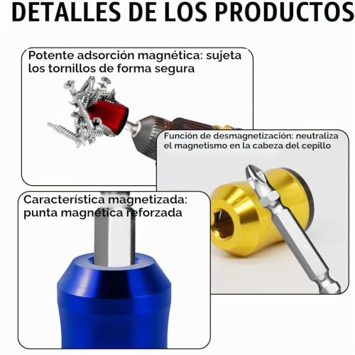 Miniatura 3 de Juego De 3 Anillos Magnéticos Para Destornillador, Herramienta Doméstica Extraíble Para Taladros Portapuntas Universal Para Destornilladores Hexagonales Y Puntas De Potencia Portatornillos