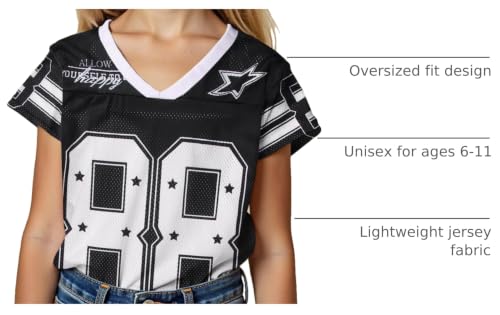 Image of Girls Boy Jersey Shirt Kids Y2k Baggy Tshirt 88 Graphic Tees | Size 6-11 Years V Neck Sports Team Outfit, Football Season Shirts, Oversized Short Sleeve Summer Tee Top
