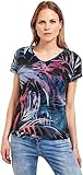empreinte carbone t shirt Cecil Shirt mit Kurzarm, V-Ausschnitt und elastischem Saum