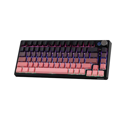 EPOMAKER HE75 Mechanical Keyboard with Metal Knob, Wireless Gaming Keyboard with 4000mAh Battery, Hot-Swappable Gasket Keyboard with RGB Backlight for Mac/Win (Black Pink)