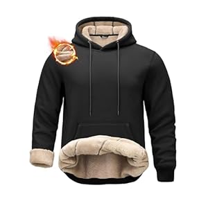 Pudolla Men’s Sherpa Hoodie Pullover Winter Thick Warm Fleece Lined Hoodies Athletic Sweatshirts with Kangaroo Pouch Pocket
