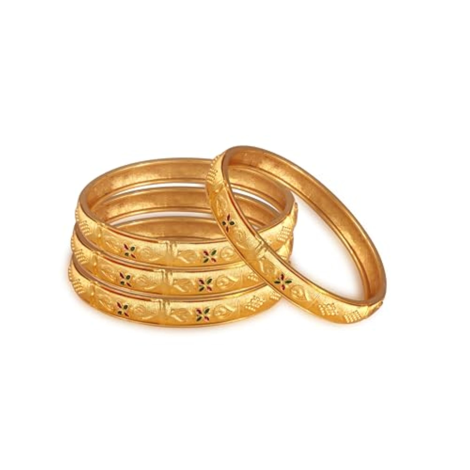 Vivastri's Premium Gold Plated Meena Designed Alloy Bangles Set