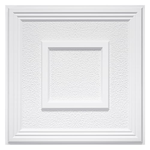 STICKGOO Glue-Up Ceiling Tiles, Popcorn Textured White, 24 x 24 in, 12 Pack