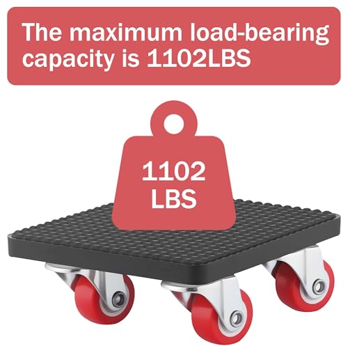 Zourglow Möbel Transportroller Set, Möbeltransport Set mit 4 Möbelroller und Lastenheber, 360 Grad Drehbar Rads, 500kg Tragfähigkeit, Möbeltransporter für Schwere Möbel