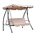 Outsunny Columpio Balancín Jardín 3 Plazas Convertible en Cama Techo Parasol Ajustable Cojín Almohada Jardín Terraza Patio o Aire Libre 200x125x170cm Acero Beige Carga máx. 340kg