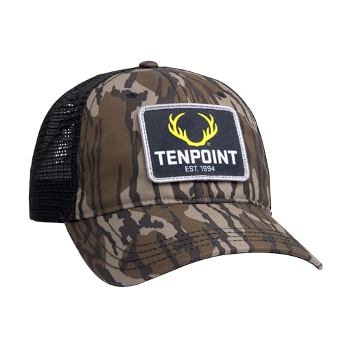 TenPoint Mesh Hat, Bottomland Camo - Classic Logo - Adjustable Trucker Fit with Snapback Closure - Designed for Men & Women