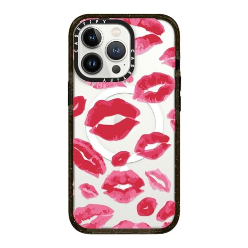 Coque iPhone 13 Pro antichoc MagSafe CASETiFY Impact noir brillant kisses