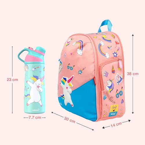Image of rabitat Smash School Bag - 22Litres | Durable Backpack for Kids (4+ Years) | Comfortable Cushioned Back Support | Anti-Sweat Shoulder Straps | Water-Resistant | Bottle Pocket | 2-Year Brand Warranty